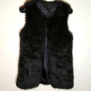 B Sharp black faux fur vest. Size Medium